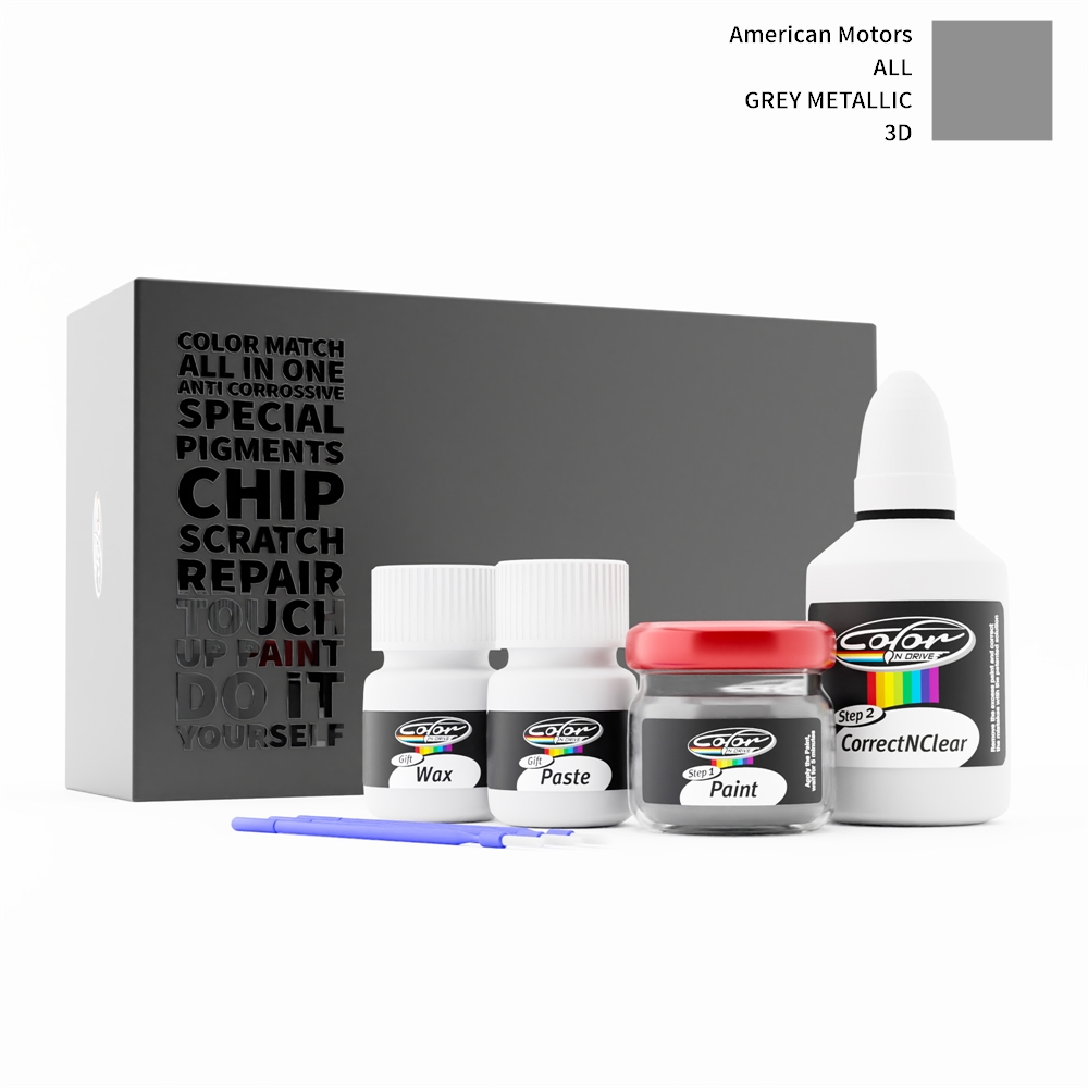 AMERICAN MOTORS ALL 3D GREY METALLIC rötuş boyası renk örneği