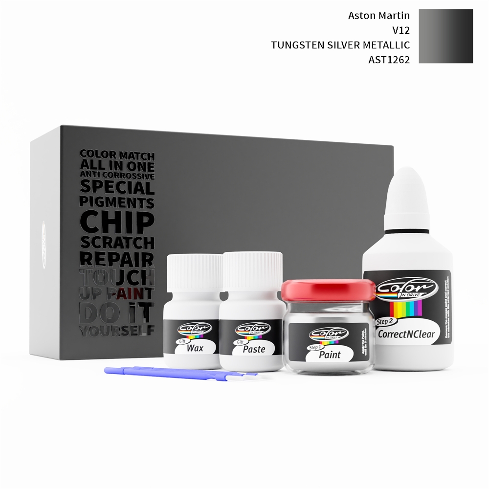 ASTON MARTIN V12 AST1262 TUNGSTEN SILVER METALLIC rötuş boyası renk örneği