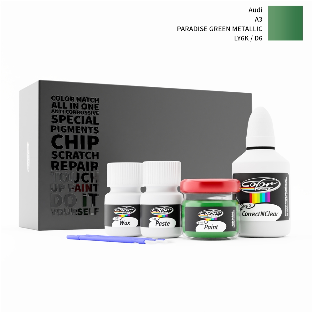 AUDI A3 LY6K / D6 PARADISE GREEN METALLIC rötuş boyası renk örneği