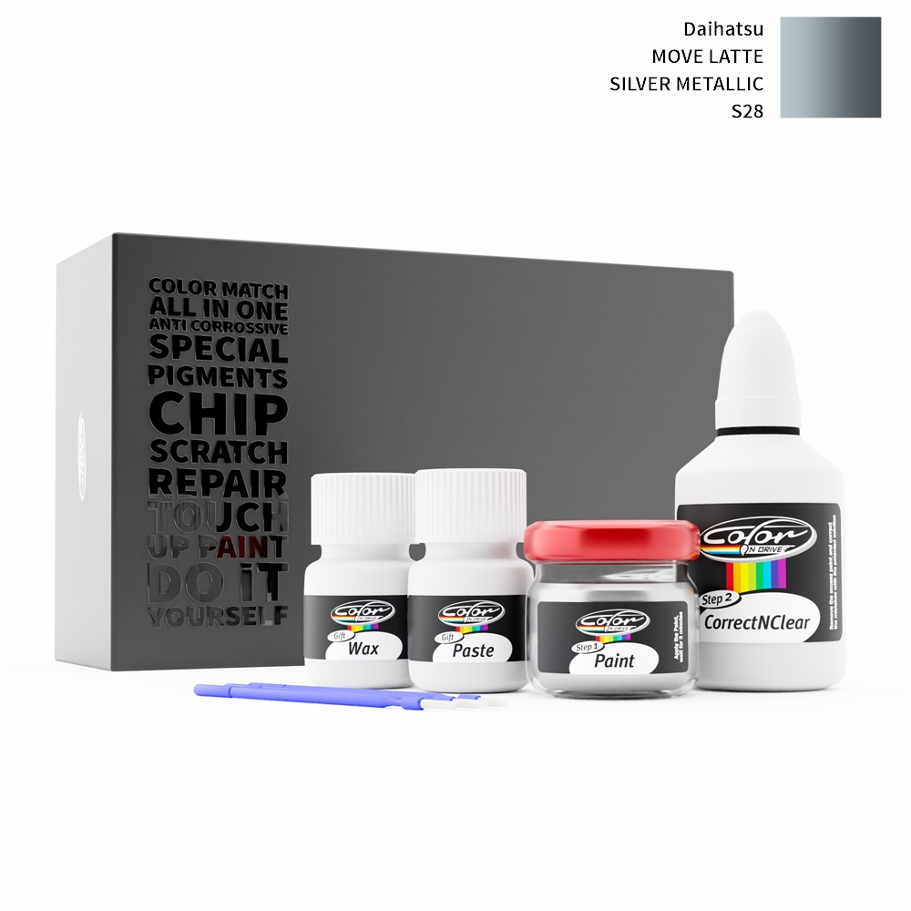 DAIHATSU MOVE LATTE S28 SILVER METALLIC rötuş boyası renk örneği
