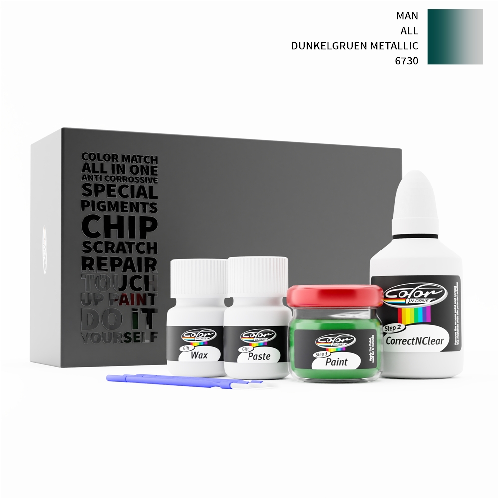 MAN ALL 6730 DUNKELGRUEN METALLIC rötuş boyası renk örneği