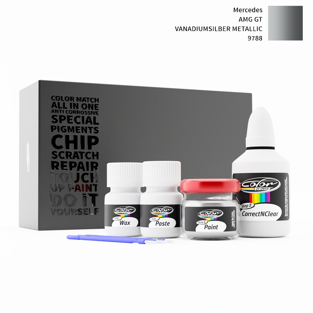 MERCEDES AMG GT 9788 VANADIUMSILBER METALLIC rötuş boyası renk örneği