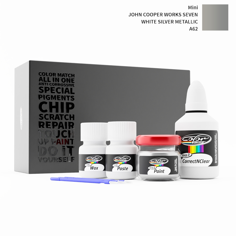 MINI JOHN COOPER WORKS SEVEN A62 WHITE SILVER METALLIC rötuş boyası renk örneği
