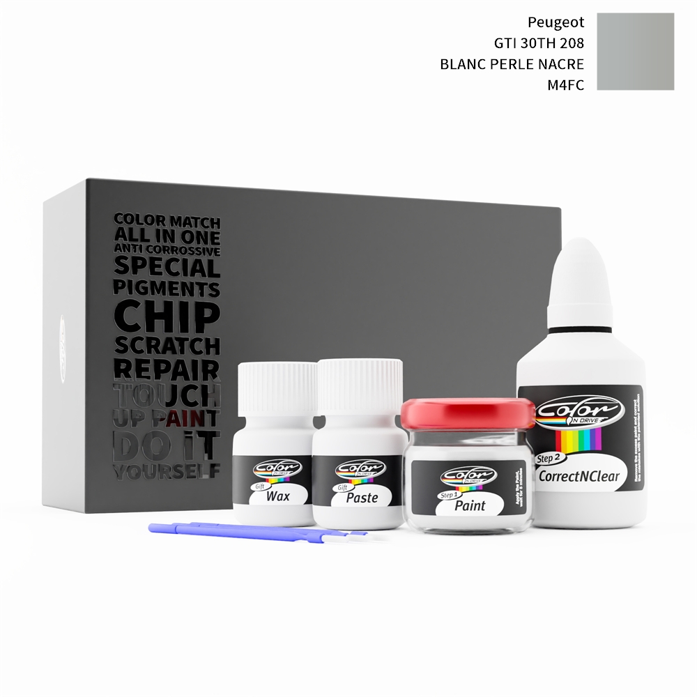 PEUGEOT 208 GTI 30TH M4FC BLANC PERLE NACRE rötuş boyası renk örneği