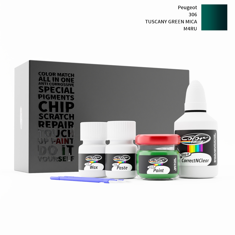 PEUGEOT 306 M4RU TUSCANY GREEN MICA rötuş boyası renk örneği