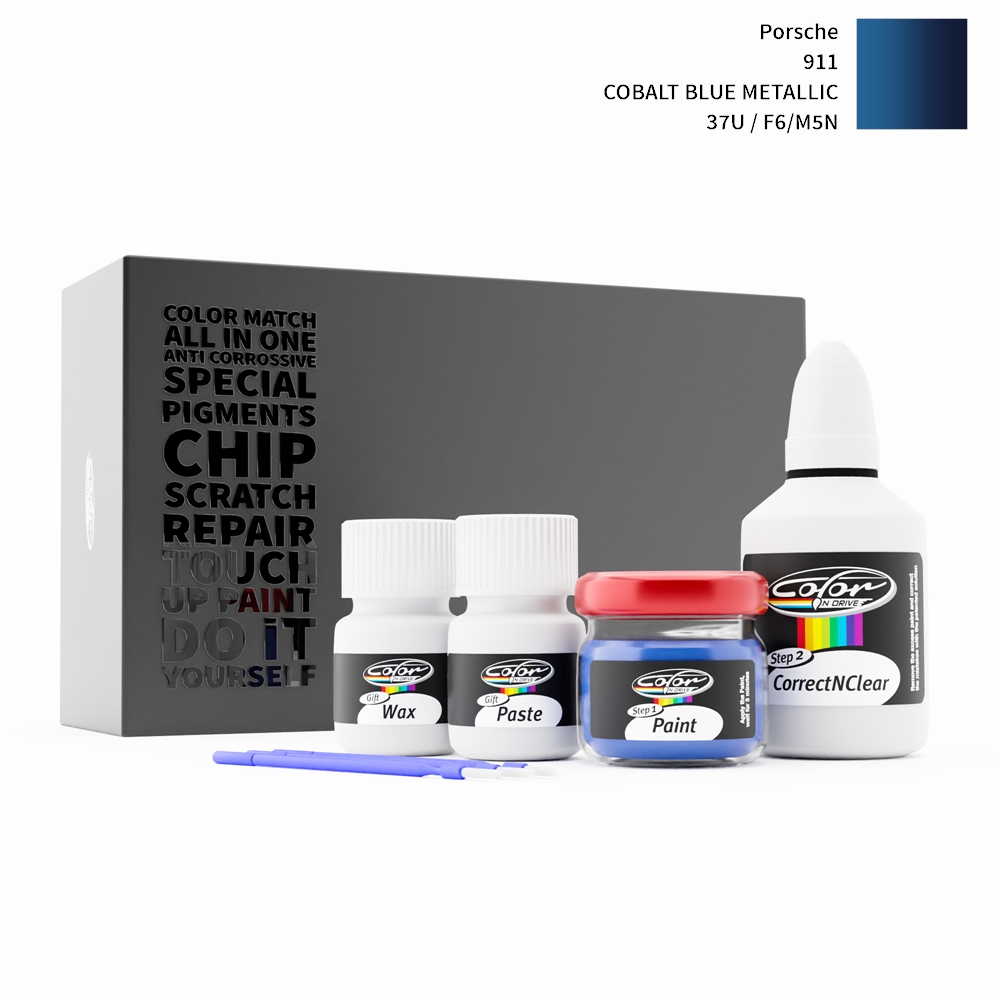 PORSCHE 911 37U / F6/M5N COBALT BLUE METALLIC rötuş boyası renk örneği
