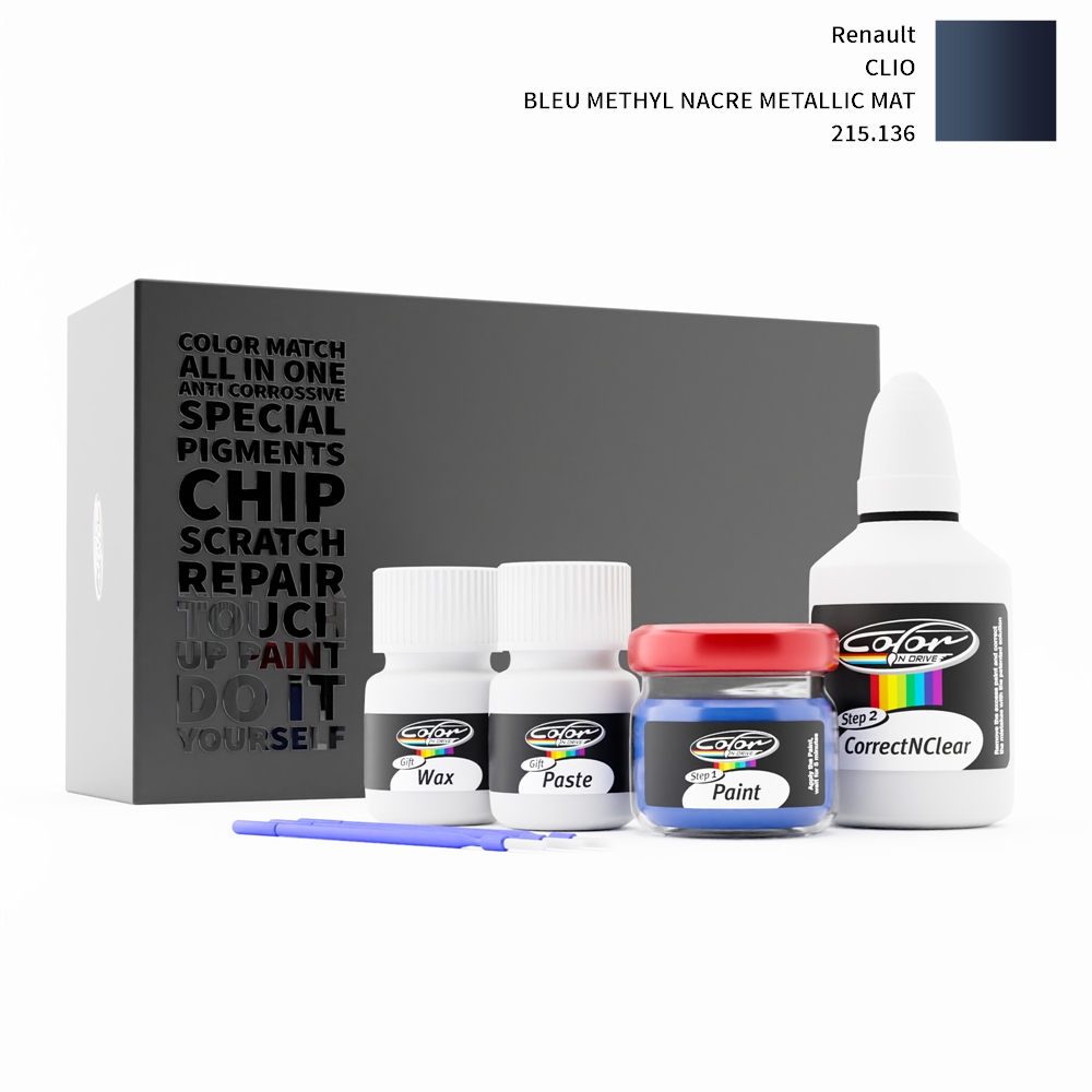 RENAULT CLIO 215.136 BLEU METHYL NACRE METALLIC MAT rötuş boyası renk örneği