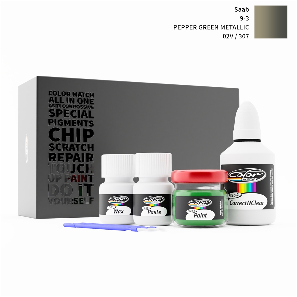 SAAB 9-3 307 / 02V PEPPER GREEN METALLIC rötuş boyası renk örneği