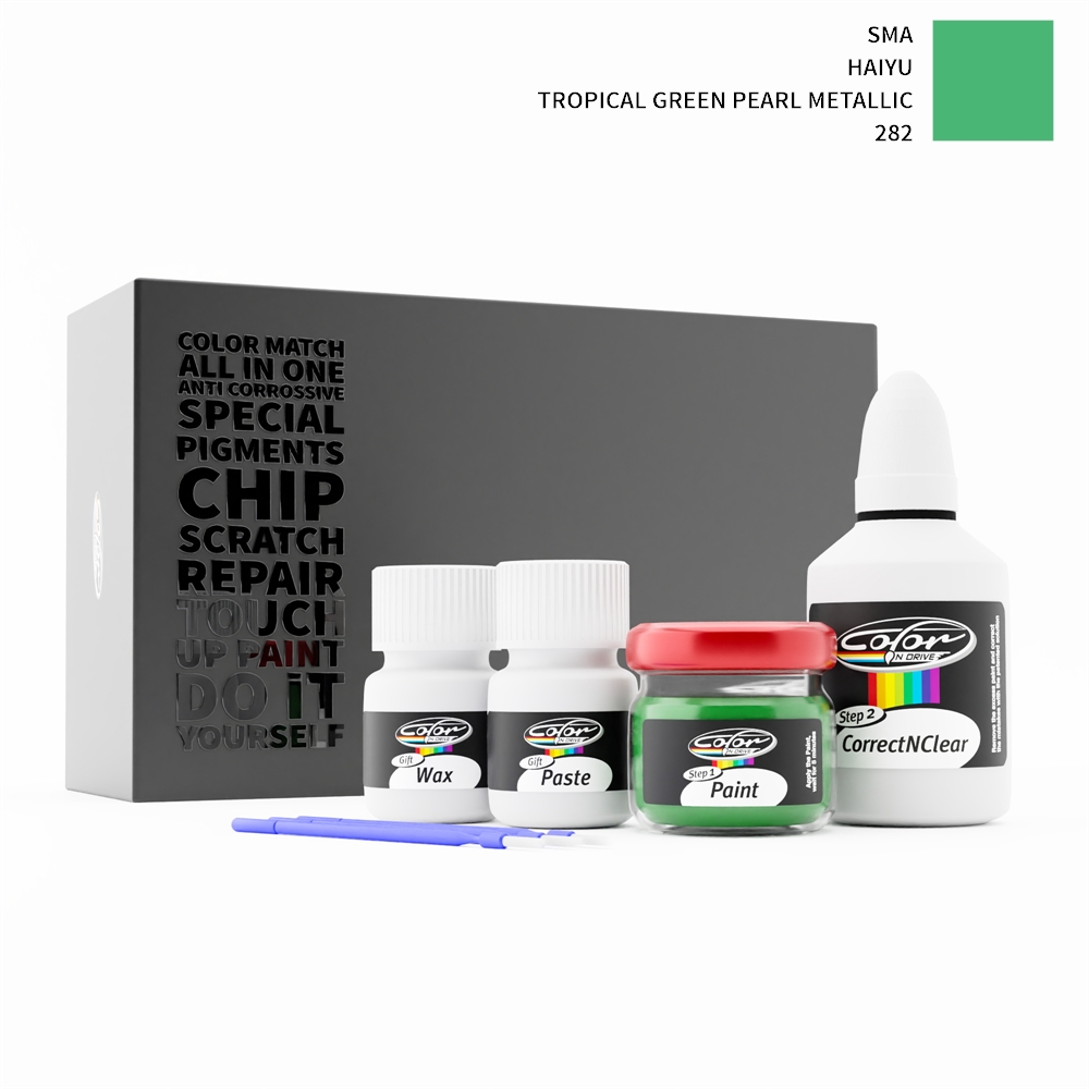 SMA HAIYU 282 TROPICAL GREEN PEARL METALLIC rötuş boyası renk örneği