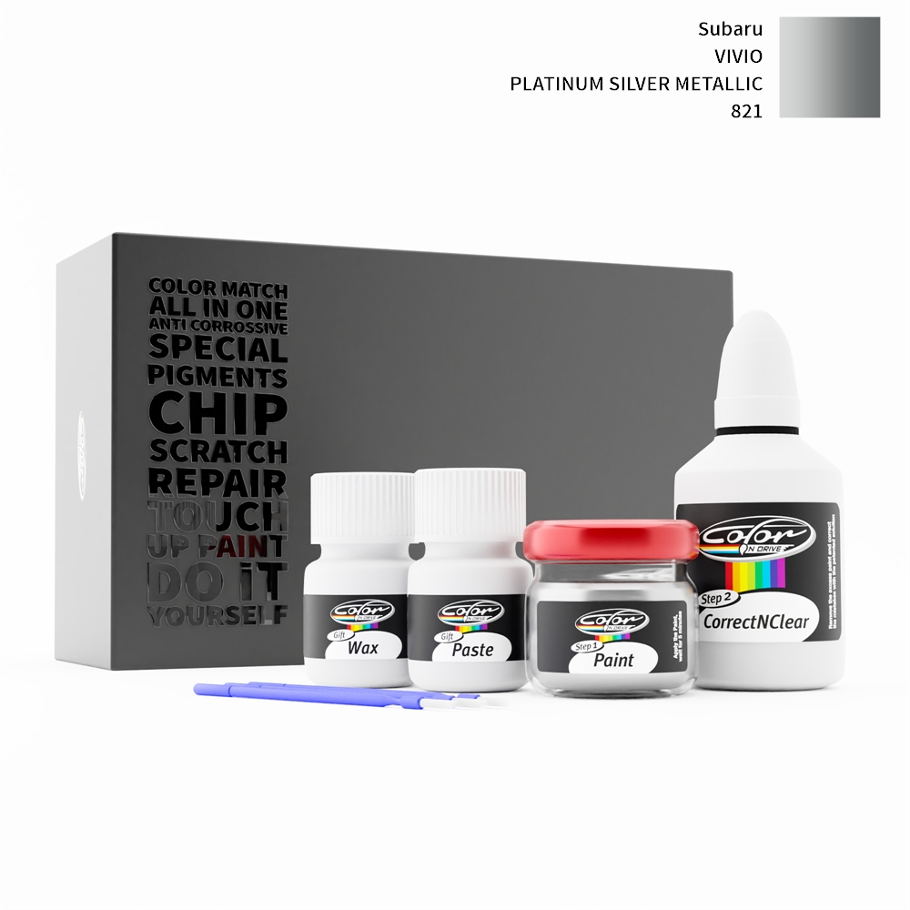 SUBARU VIVIO 821 PLATINUM SILVER METALLIC rötuş boyası renk örneği