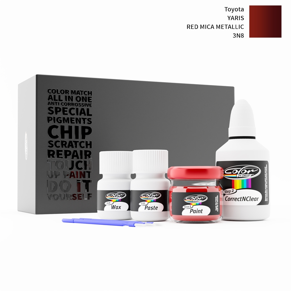 TOYOTA YARIS 3N8 RED MICA METALLIC rötuş boyası renk örneği
