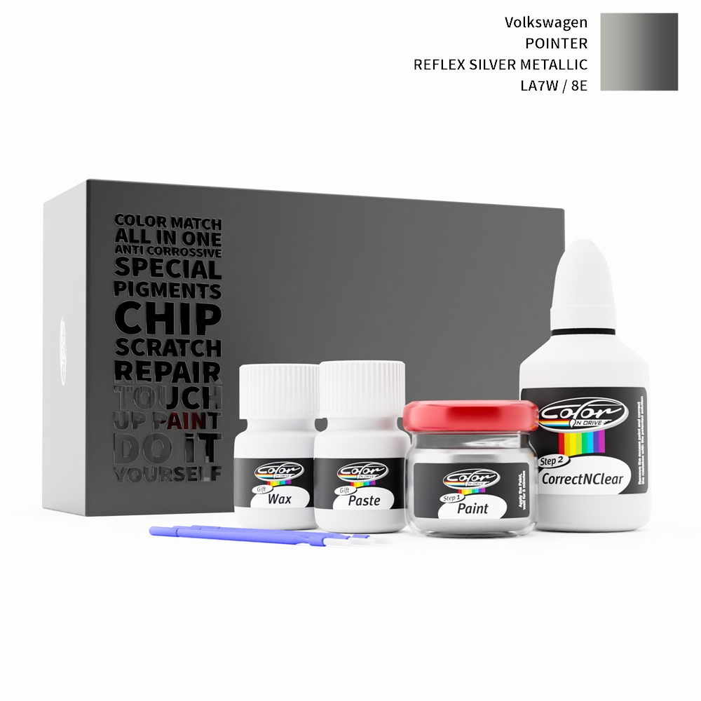 VOLKSWAGEN POINTER LA7W / 8E REFLEX SILVER METALLIC rötuş boyası renk örneği
